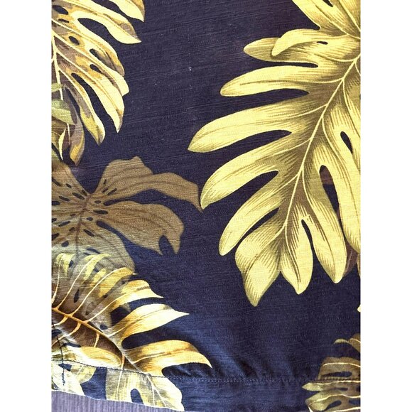 Tommy Bahama Black Silk Hawaiian Shirt With Green Leaf Print Size 2XT - Picture 10 of 10